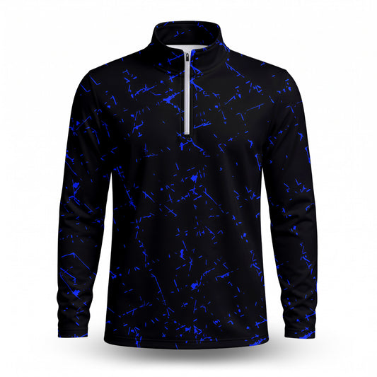 Blue Black Scratch Men Quarter-zip Pullover