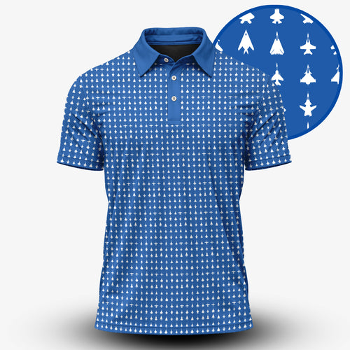 Fighter Jets Blue White Men Polo Shirt