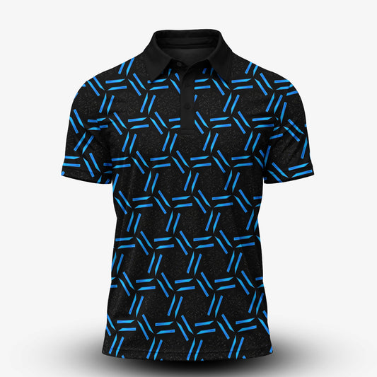 Black Blue Cubes Men Polo Shirt