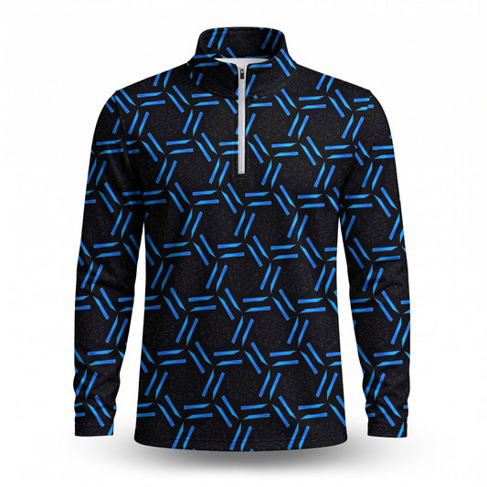 Black Blue Cubes Men Quarter-zip Pullover