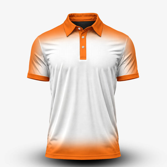 Gradient Orange And White Men Polo Shirt