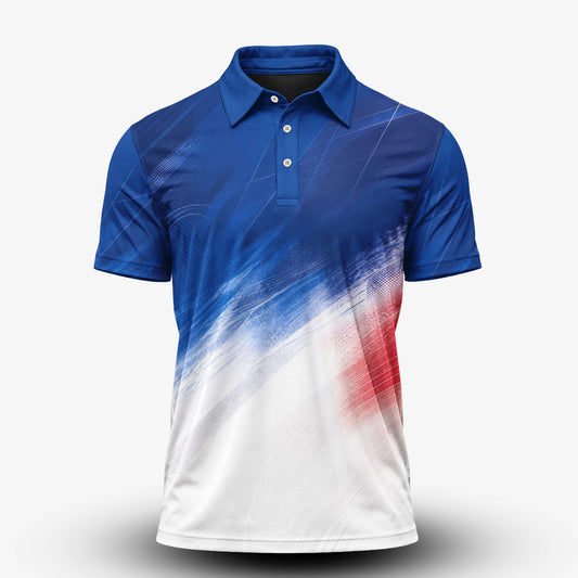 Sporty Blue Red White Men Polo Shirt
