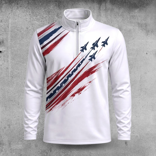 Fighter Jet USA Men Quarter-zip Pullover
