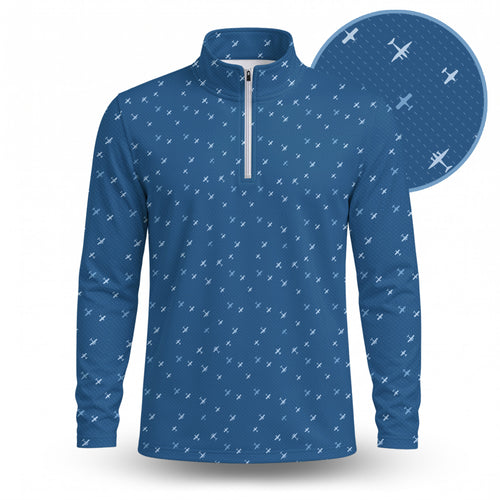 Seaplane Blue Men Quarter-zip Pullover