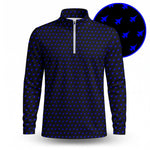 Fighter Jets Black Blue Men Quarter-zip Pullover