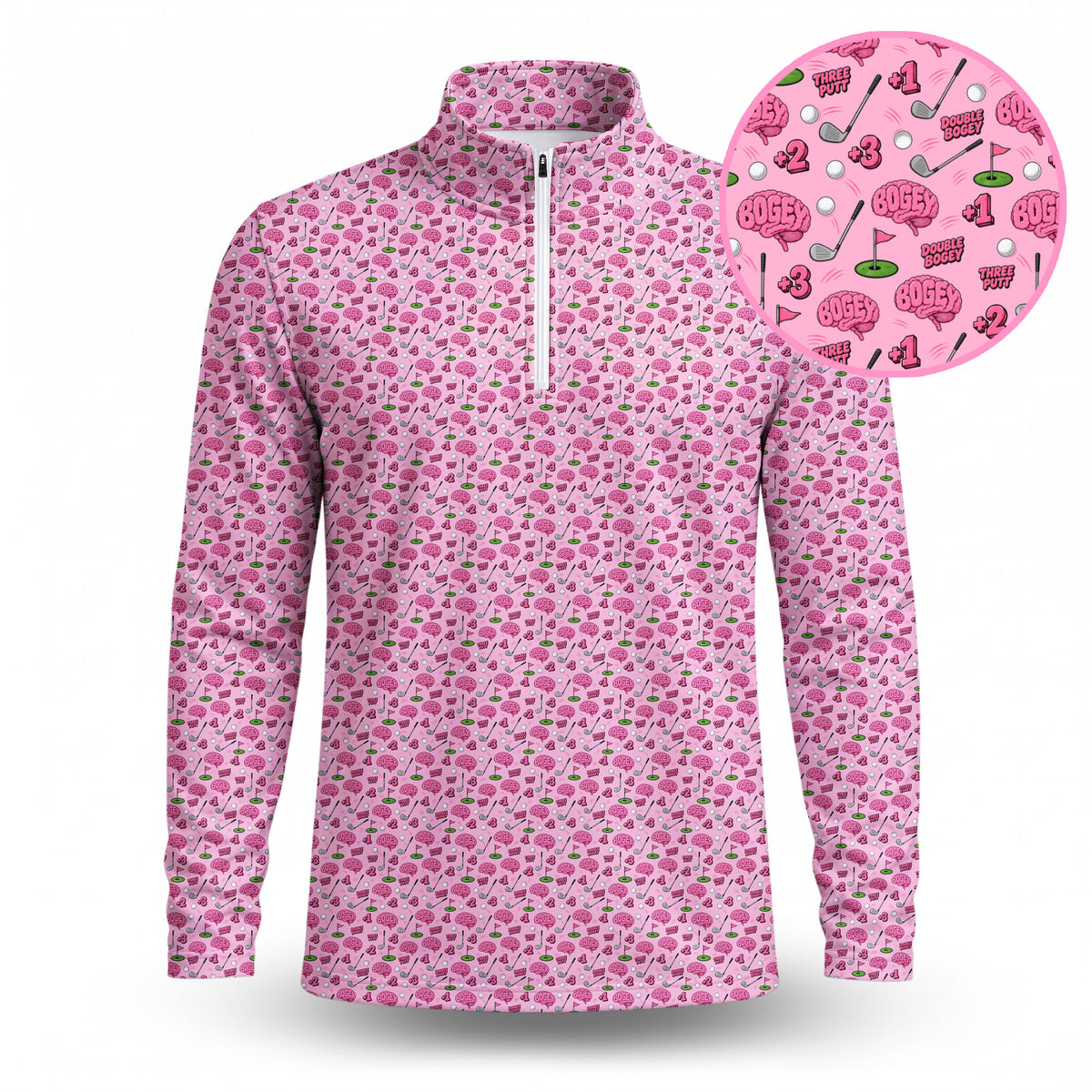 Bogey Brain Men Polo Quarter-zip Pullover