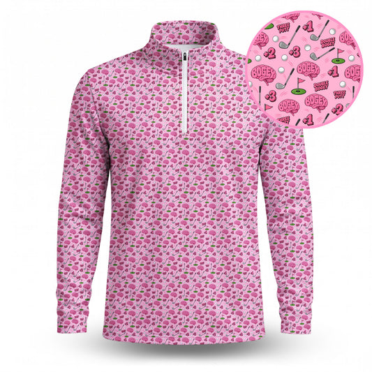 Bogey Brain Men Polo Quarter-zip Pullover