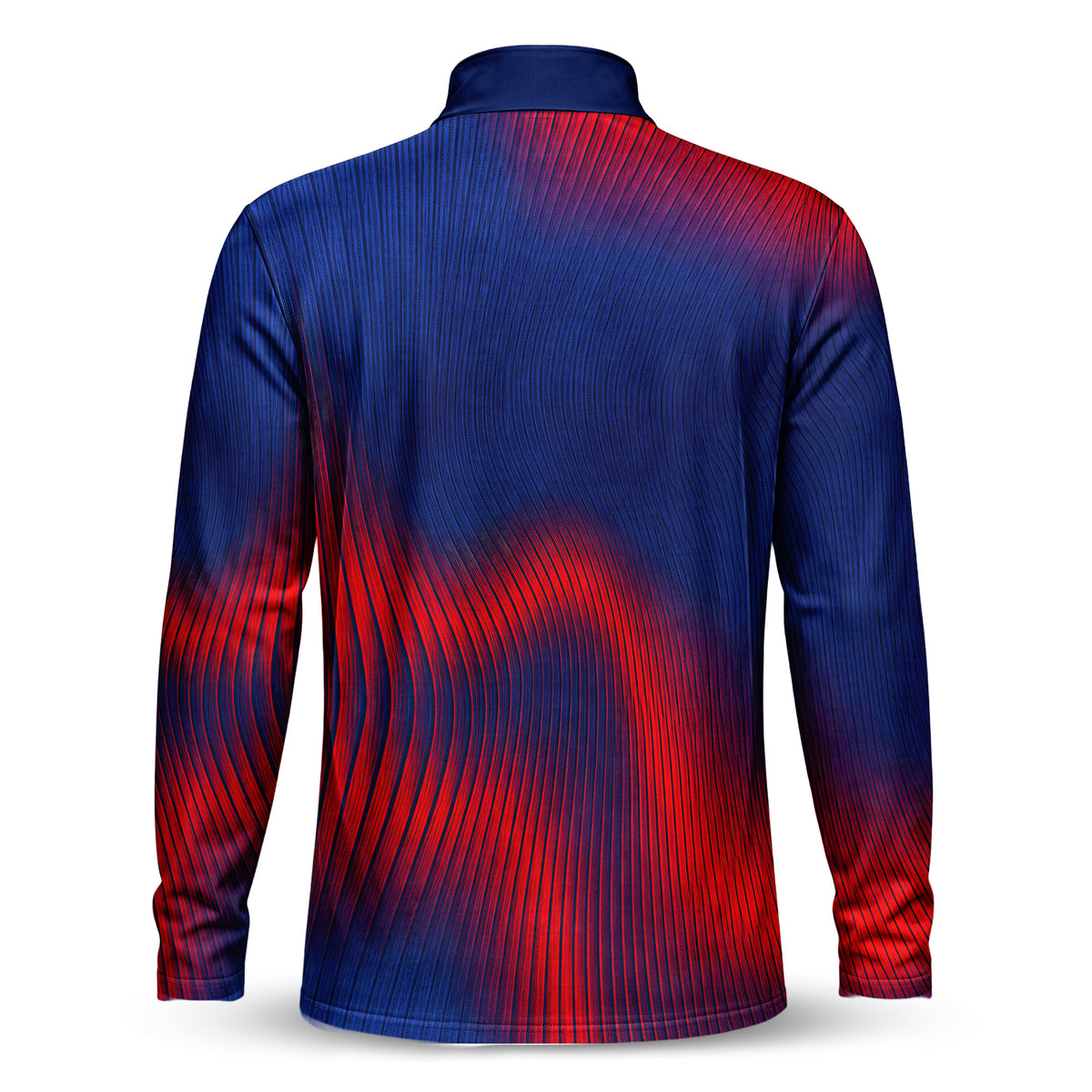 Blue Red Wave Sporty Men Quarter-zip Pullover