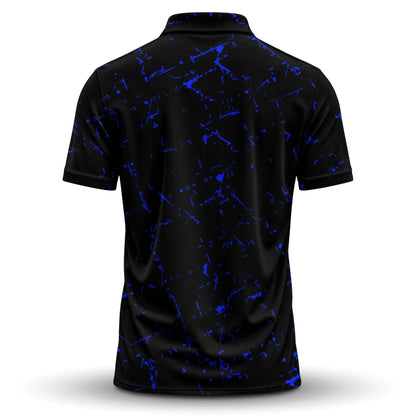 Blue Black Scratch Men Polo Shirt