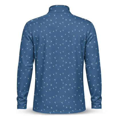 Seaplane Blue Men Quarter-zip Pullover