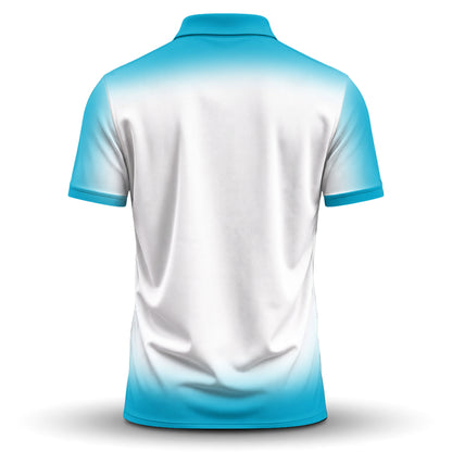 Gradient Cyan And White Men Polo Shirt