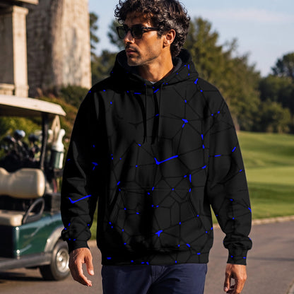 Dark Blue Net  Men Hoodie