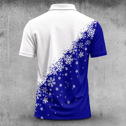 Blue Half Snow Men Polo Shirt