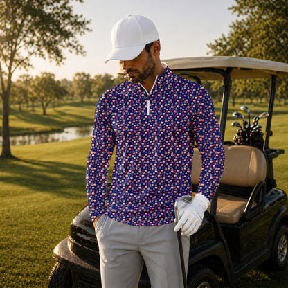 I Like Big Putts Pattern Men Quarter-zip Pullover