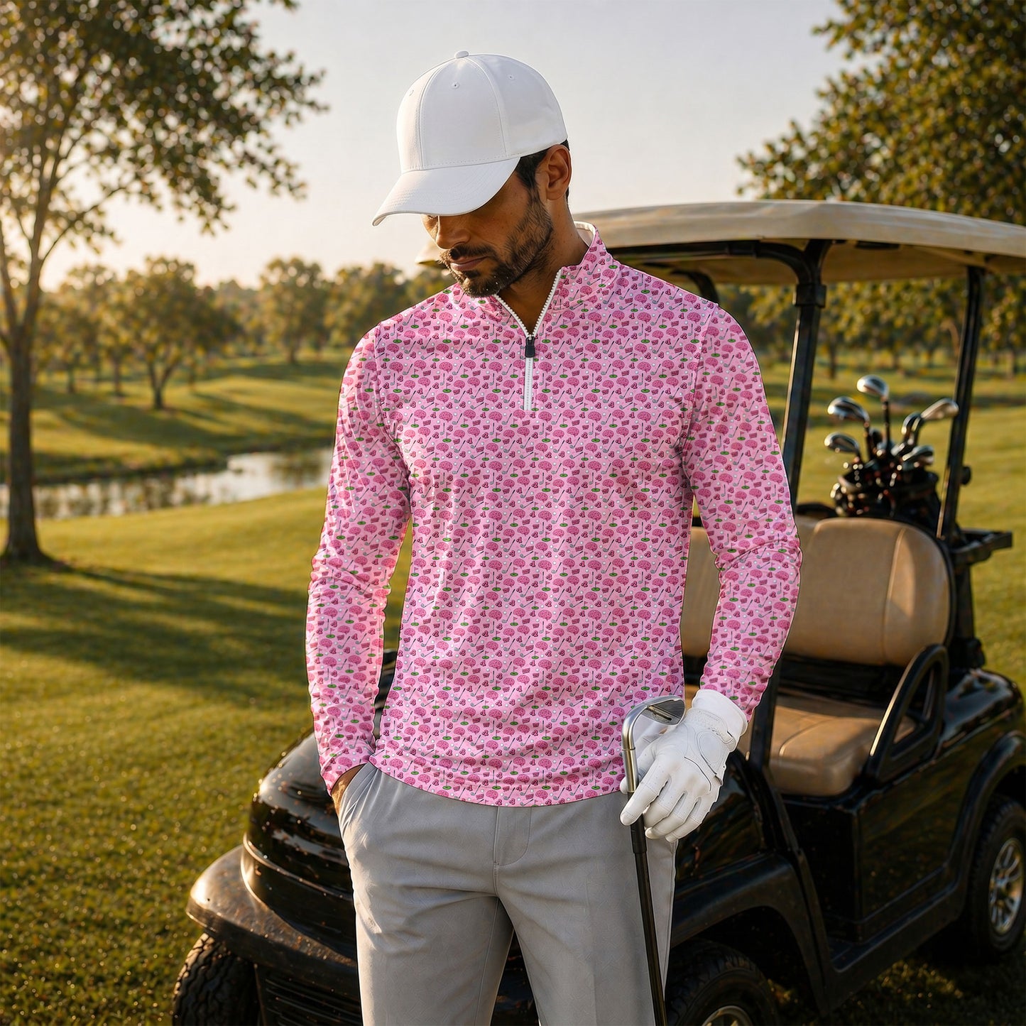 Bogey Brain Men Polo Quarter-zip Pullover