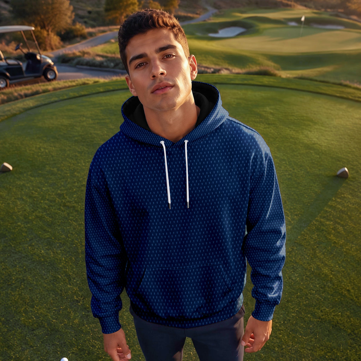 2026  Trophy Pattern Blue Men Hoodie
