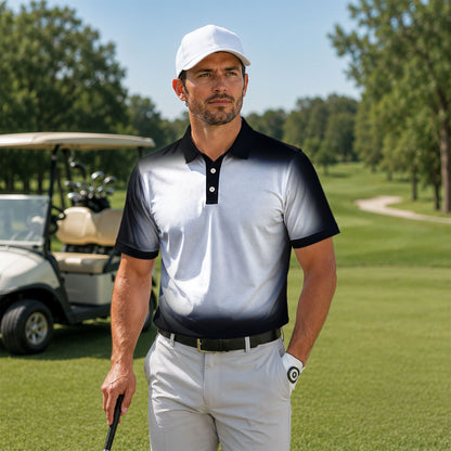 Gradient Black And White 2027 Men Polo Shirt