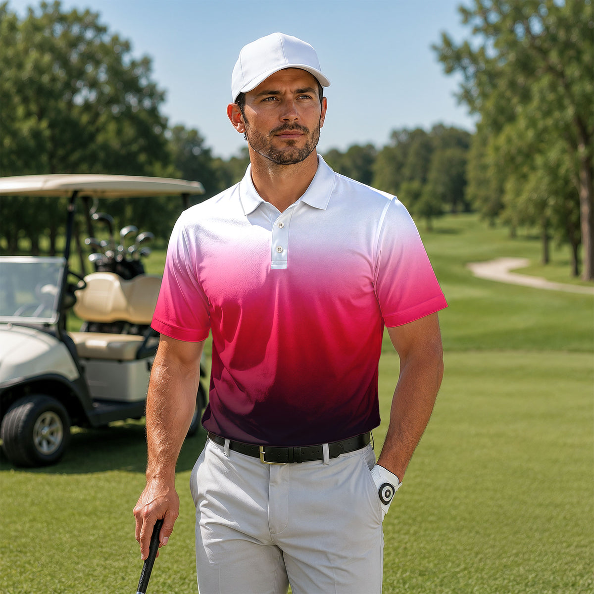 Ombre White Wine Color  Men Polo Shirt