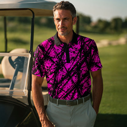 Loud Pink Black Men Polo Shirt