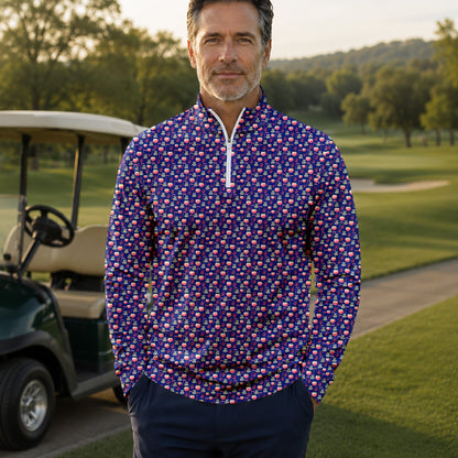 I Like Big Putts Pattern Men Quarter-zip Pullover