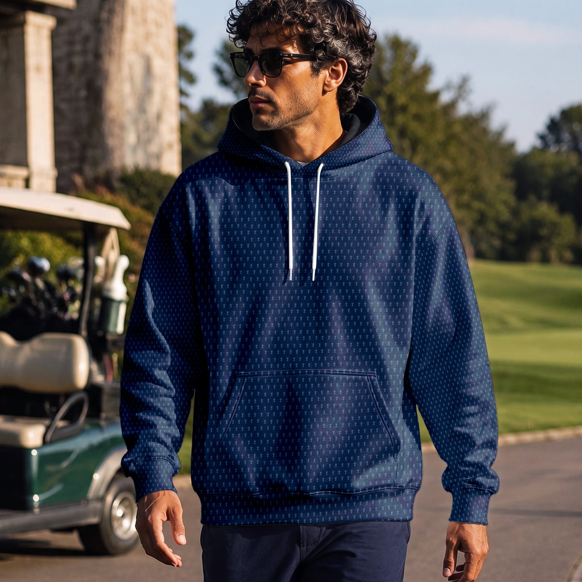 2026  Trophy Pattern Blue Men Hoodie
