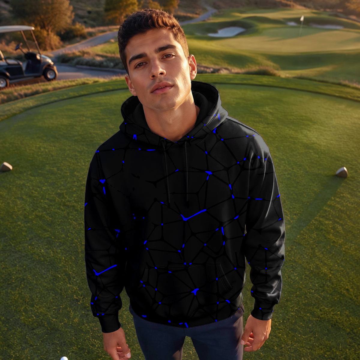 Dark Blue Net  Men Hoodie