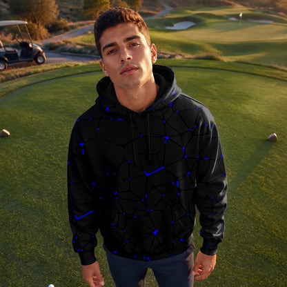 Dark Blue Net  Men Hoodie