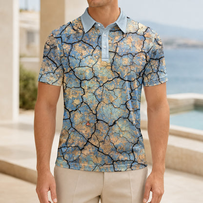 Surface Crack Men Polo Shirt