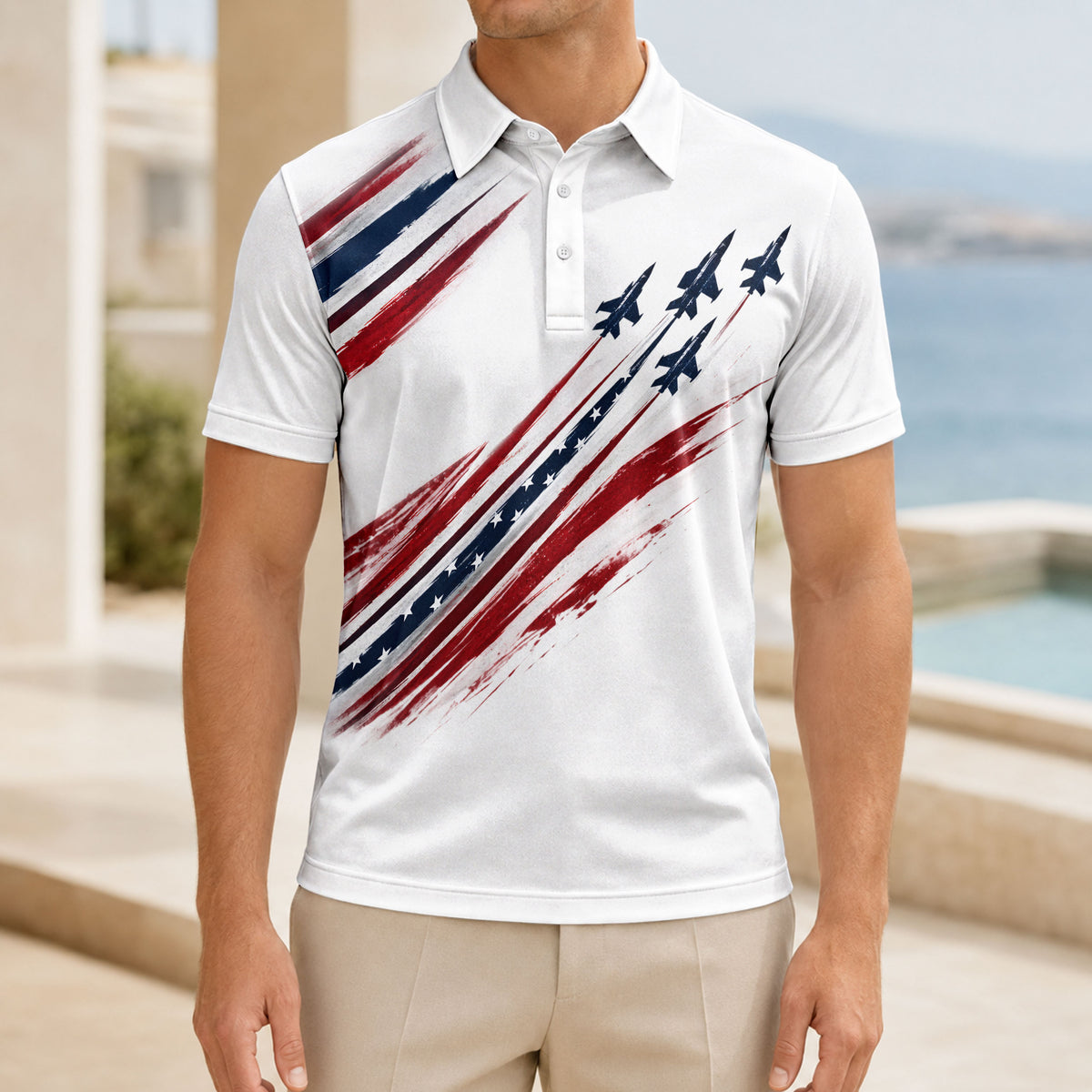 Fighter Jet USA Men Polo Shirt