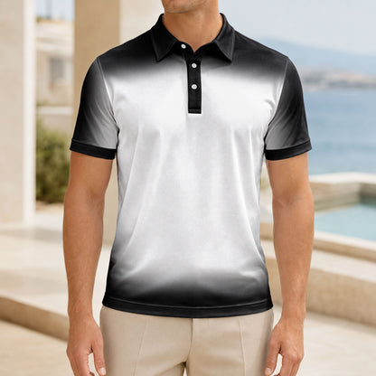 Gradient Black And White 2027 Men Polo Shirt