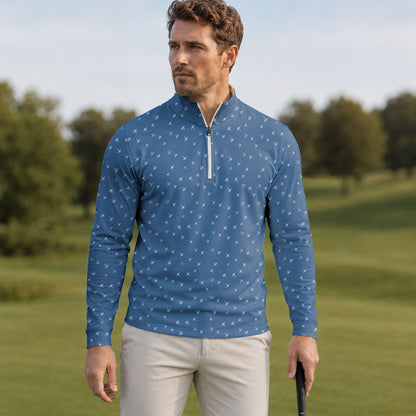 Seaplane Blue Men Quarter-zip Pullover