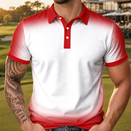 Gradient Red And White Men Polo Shirt