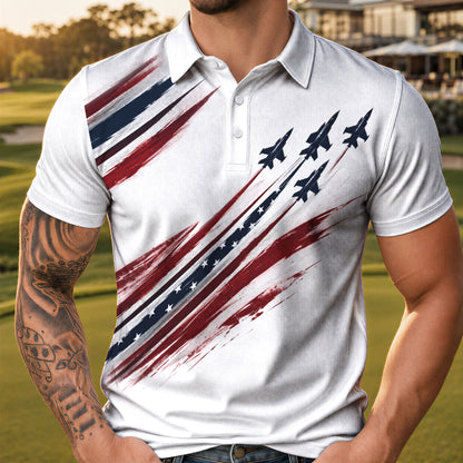 Fighter Jet USA Men Polo Shirt