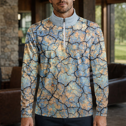 Surface Crack Men Quarter-zip Pullover