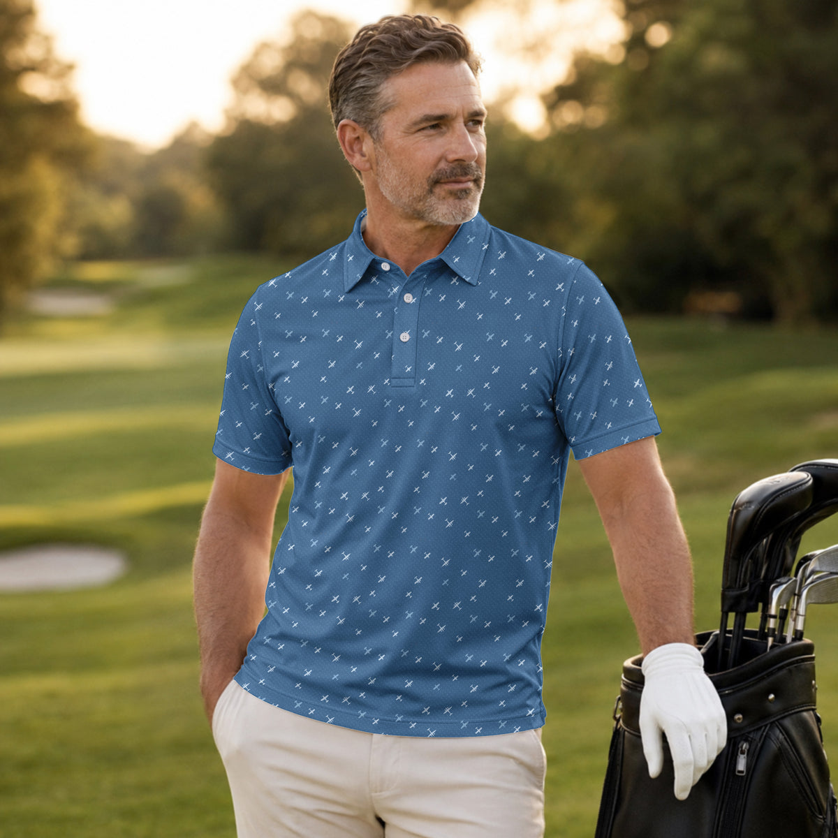 Seaplane Blue Men Polo Shirt
