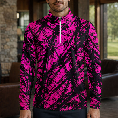 Loud Pink Black Men Quarter-zip Pullover