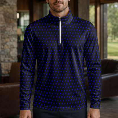 Fighter Jets Black Blue Men Quarter-zip Pullover