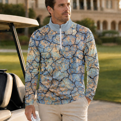 Surface Crack Men Quarter-zip Pullover