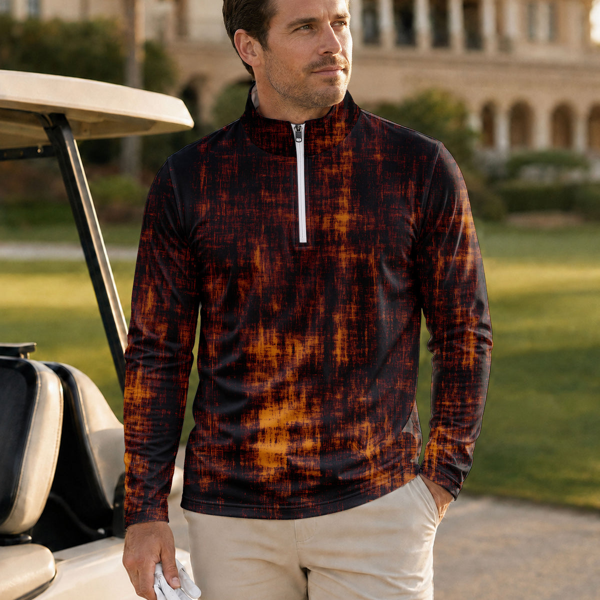 Light In Brown Men Quarter-zip Pullover