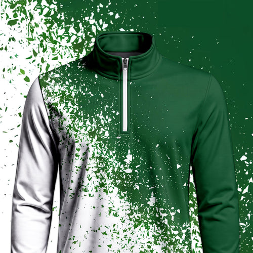 The Masters Green White Sport Men Quarter-zip Pullover