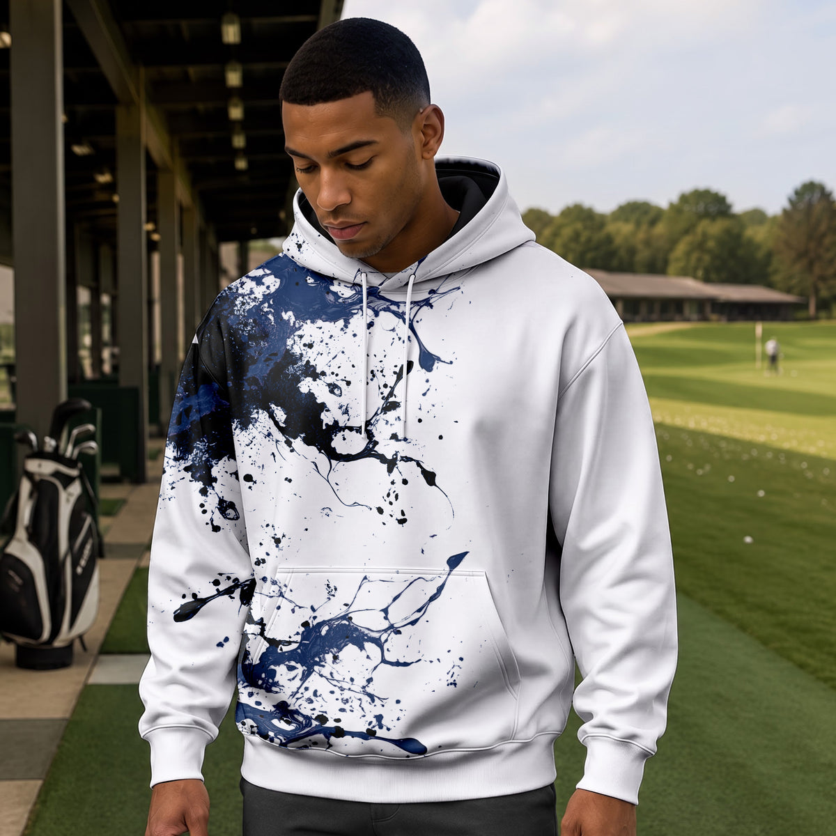 Blue Spilled Paint Color Men Hoodie