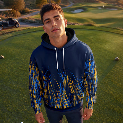 Blue Yellow Color Stains Men Hoodie