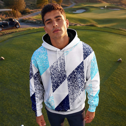 Blue And White Pattern Men Hoodie