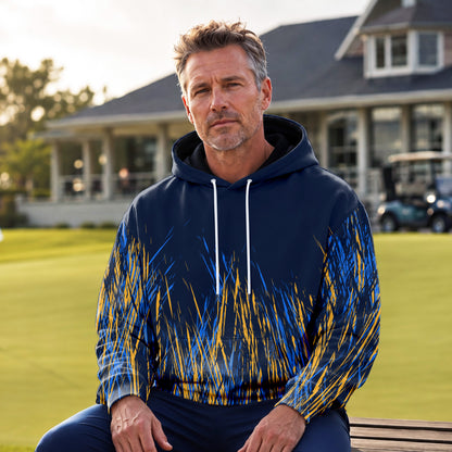Blue Yellow Color Stains Men Hoodie