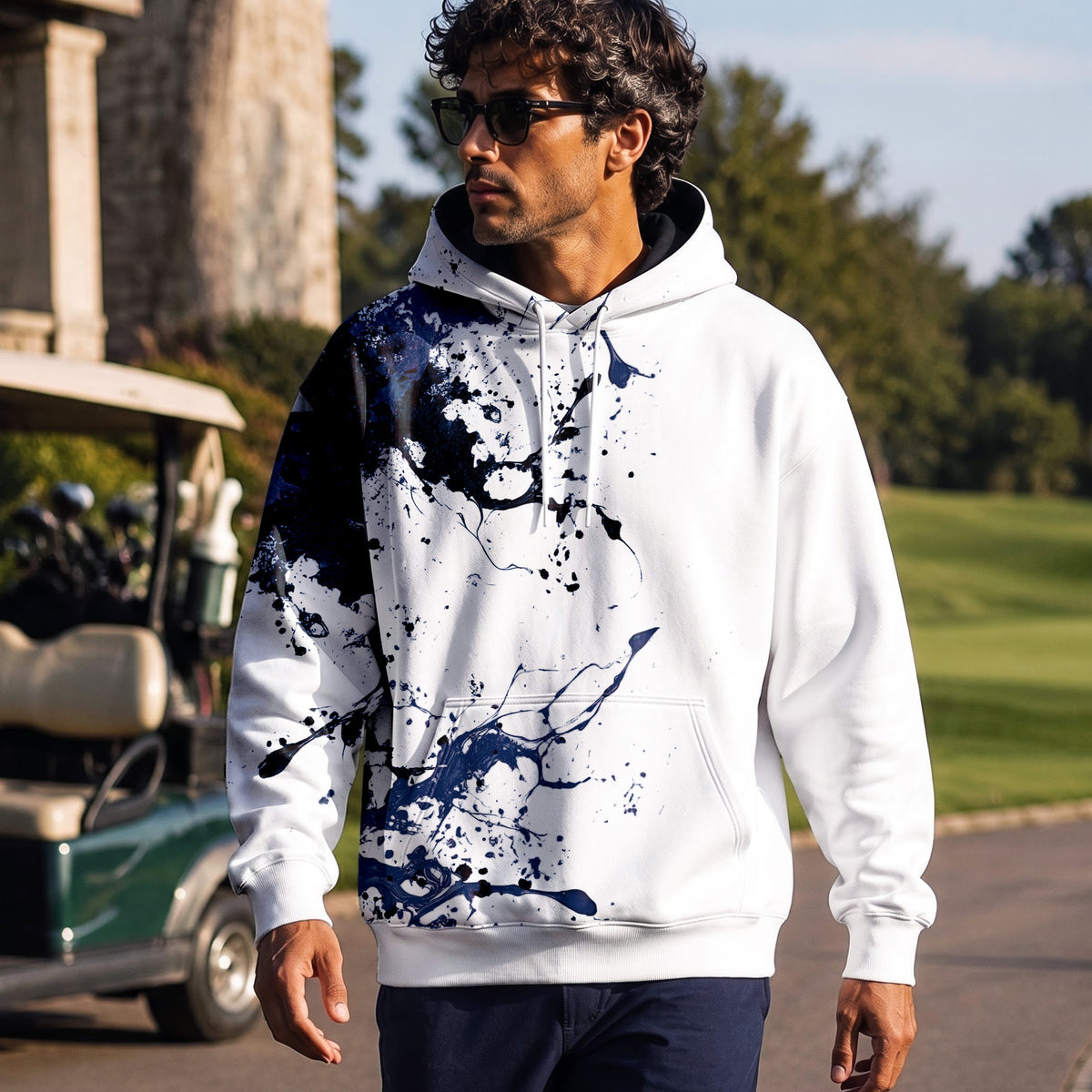 Blue Spilled Paint Color Men Hoodie