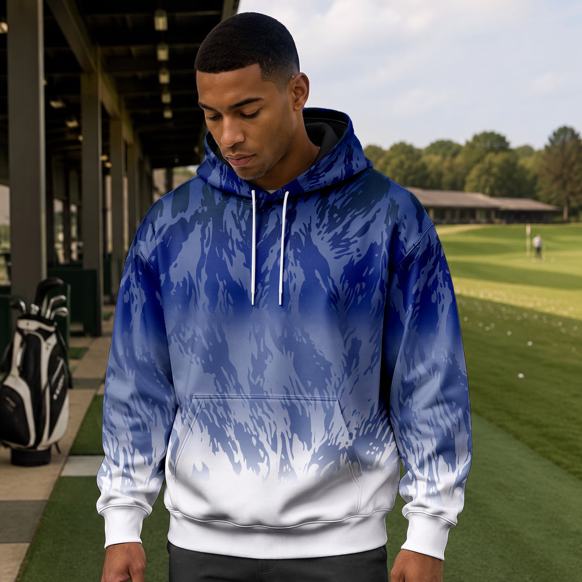 Blue And White Pattern Men Hoodie