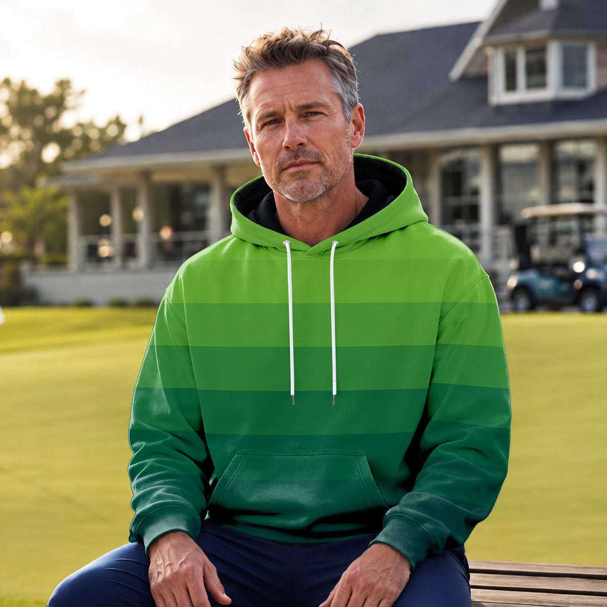 Horizontal Lines Gradient Men Hoodie