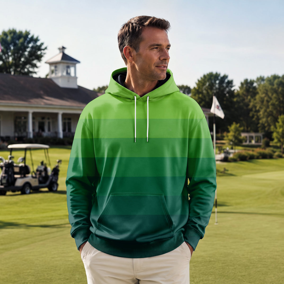 Horizontal Lines Gradient Men Hoodie