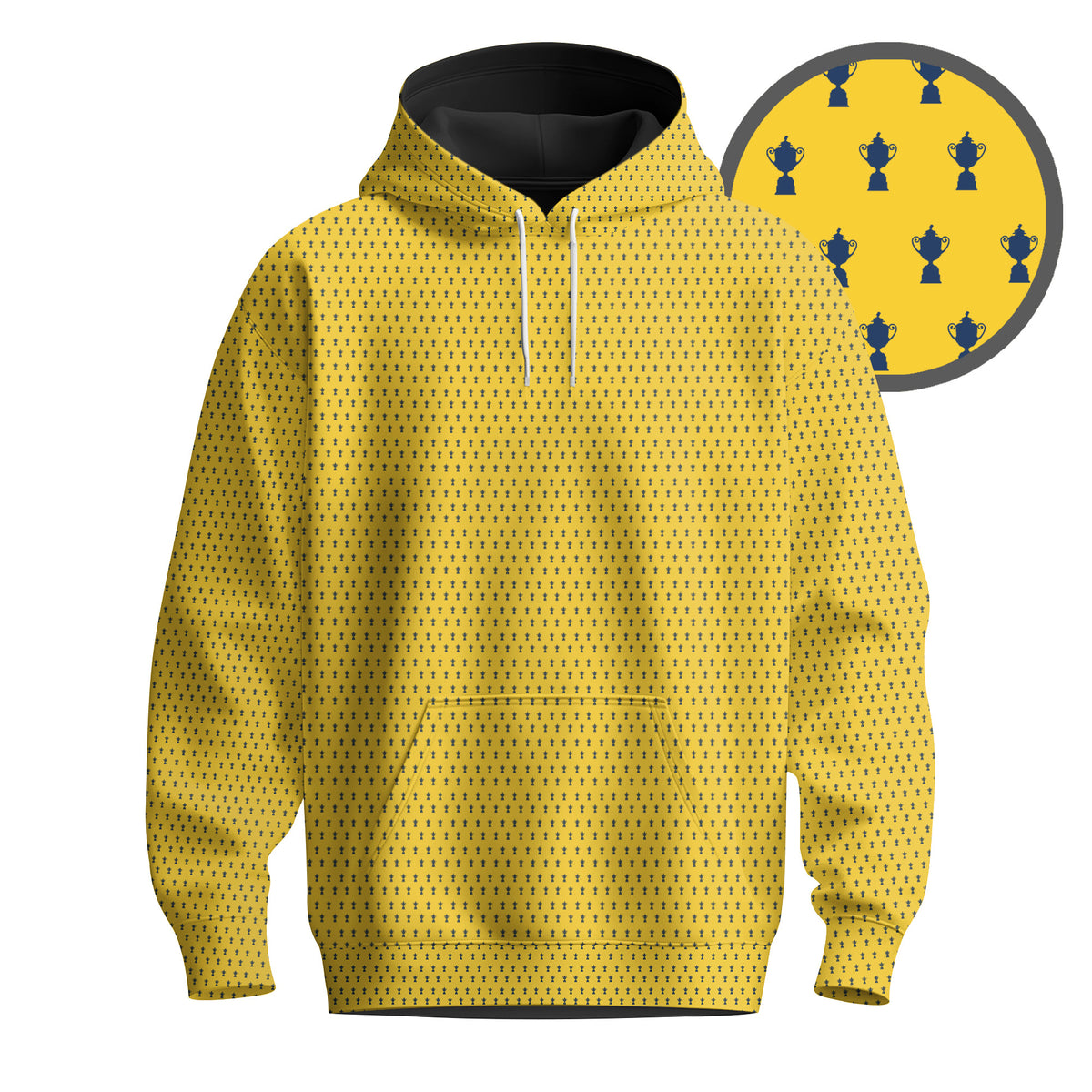 Yellow And Blue 2027  Trophy Pattern Men Hoodie