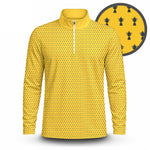 Yellow And Blue 2027  Trophy Pattern Men Quarter-zip Pullover